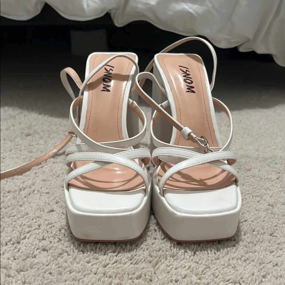 Women's White Strappy Heels